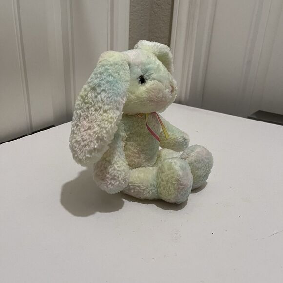 Fiesta 8" Rainbow Tie Dyed Bean Bag Kohair Bunny Rabbit Floppy Ears Plush Toy - Picture 5 of 10